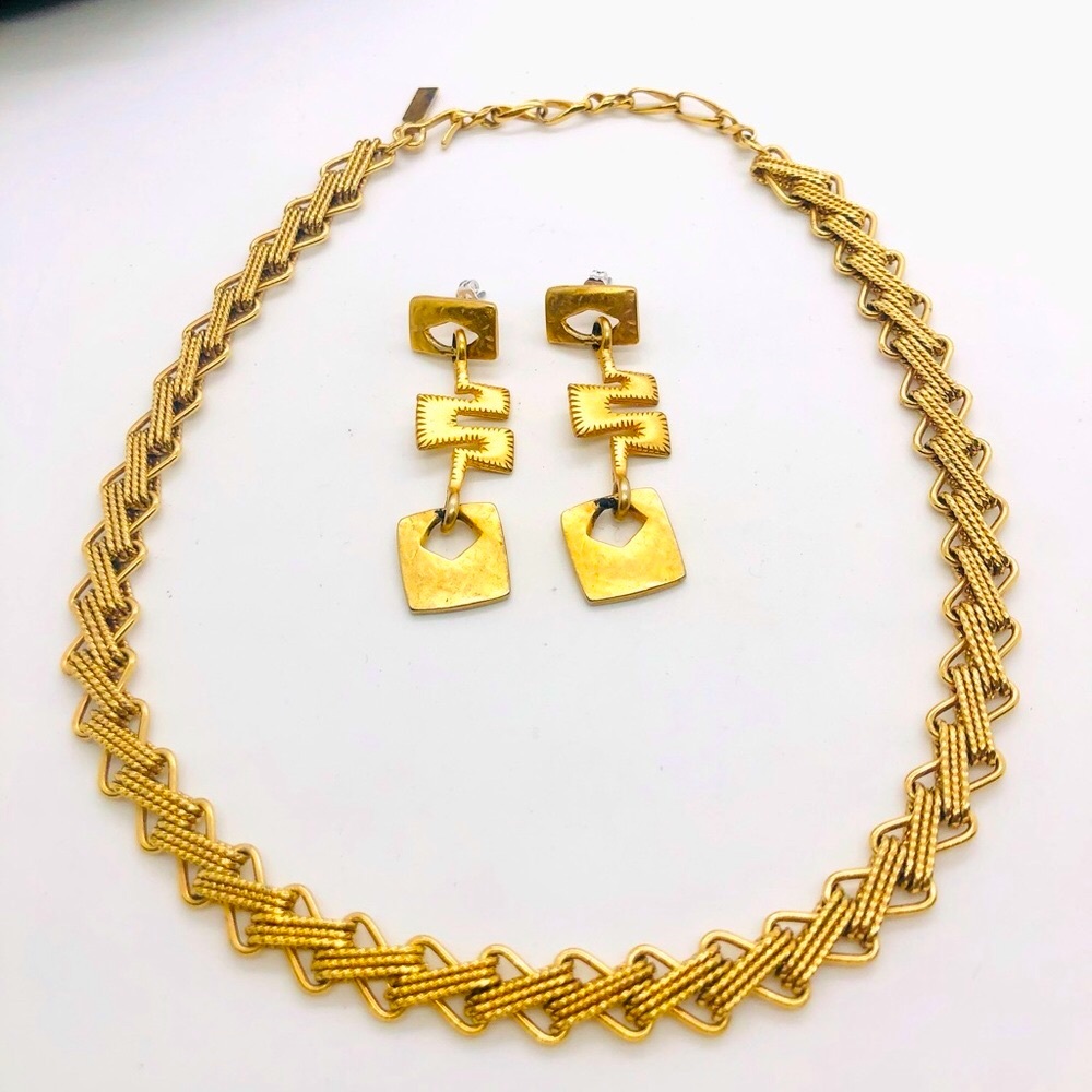 Vintage Monet Necklace & Abstract Earrings